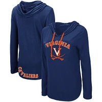 Women's Colosseum Navy Virginia Cavaliers My Lover Lightweight Hooded Long Sleeve T-Shirt