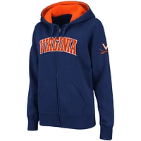 Women's Navy Virginia Cavaliers Arched Name Full-Zip Hoodie