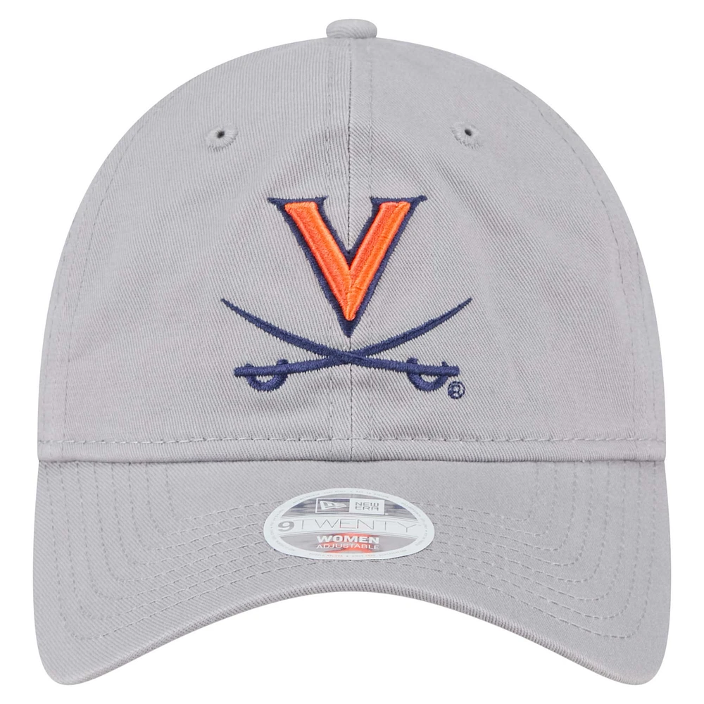 Casquette ajustable 9TWENTY pour femme avec logo des Virginia Cavaliers de New Era gris