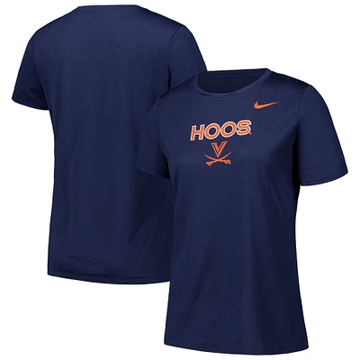 T-shirt Nike bleu marine Virginia Cavaliers Legend Performance pour femme