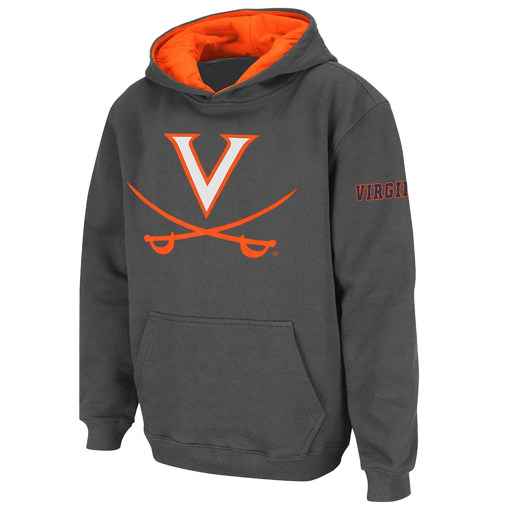 Chandail à capuchon gros logo gris anthracite Virginia Cavaliers pour jeune