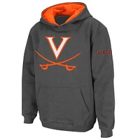 Chandail à capuchon gros logo gris anthracite Virginia Cavaliers pour jeune