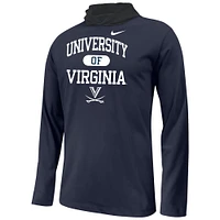 T-shirt à manches longues et capuche avec logo superposé Nike Navy Virginia Cavaliers pour jeunes