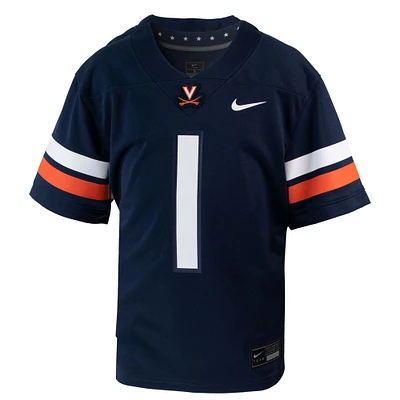 Maillot de football Nike #1 Navy Virginia Cavaliers 1ère Division blindée Old Ironsides Intouchable pour jeune