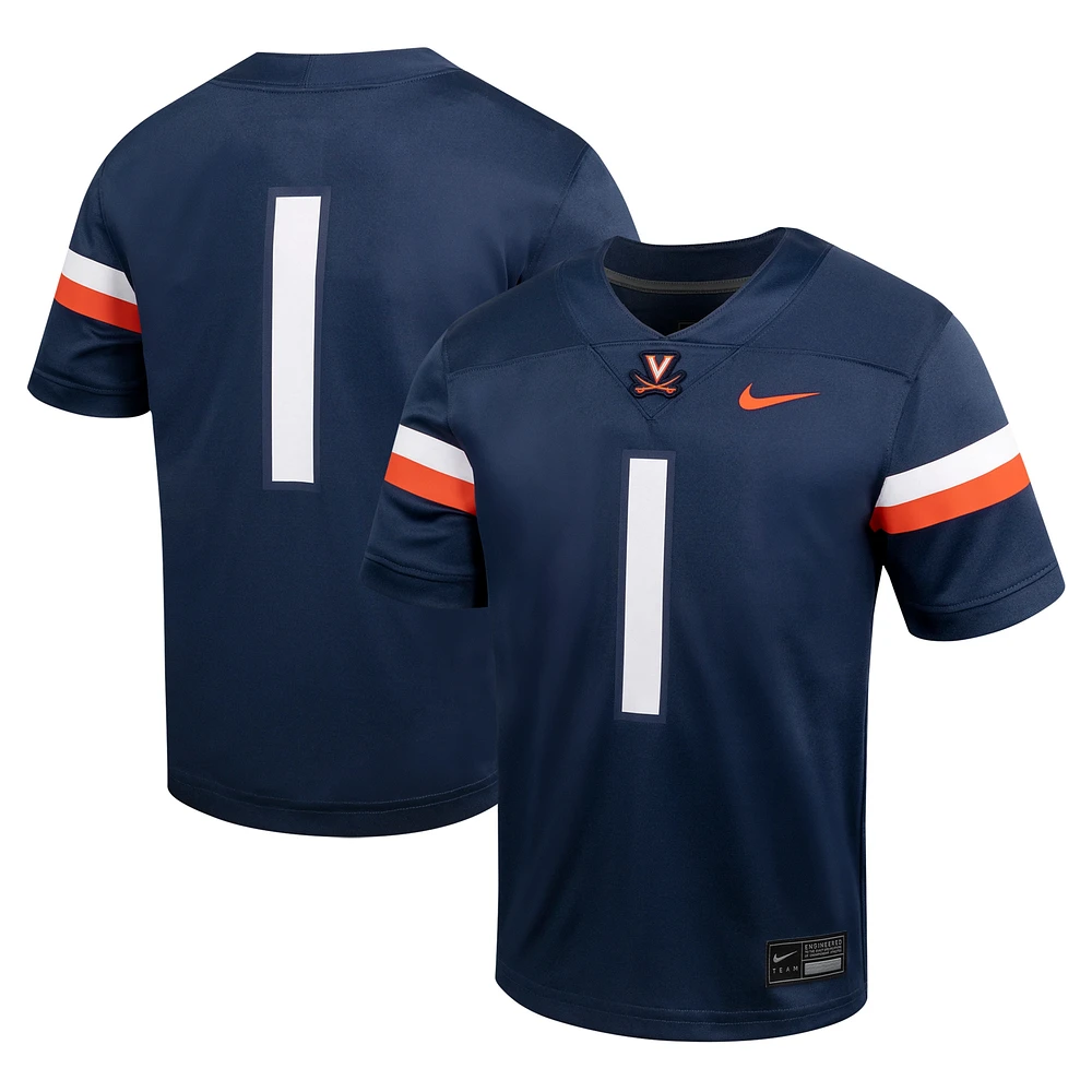 Maillot de football Nike #1 bleu marine Virginia Cavaliers Untouchable pour jeunes