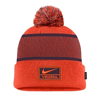 Youth Nike Orange Virginia Cavaliers 2024 Sideline Peak Cuffed Knit Hat with Pom