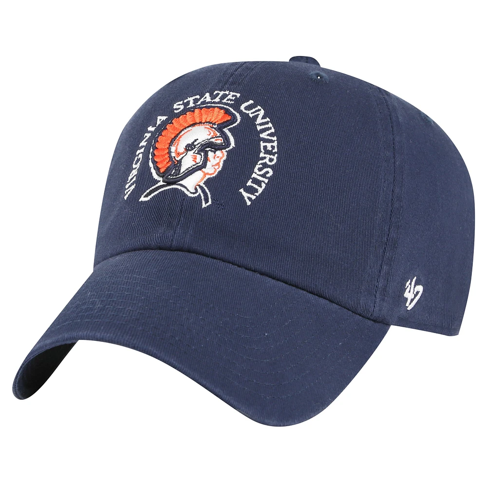 Men's '47 Navy Virginia State Trojans Side & Back Clean Up Adjustable Hat