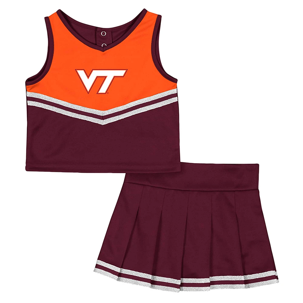 Ensemble haut et jupe de cheerleading Time For Recess pour filles Colosseum Maroon Virginia Tech Hokies