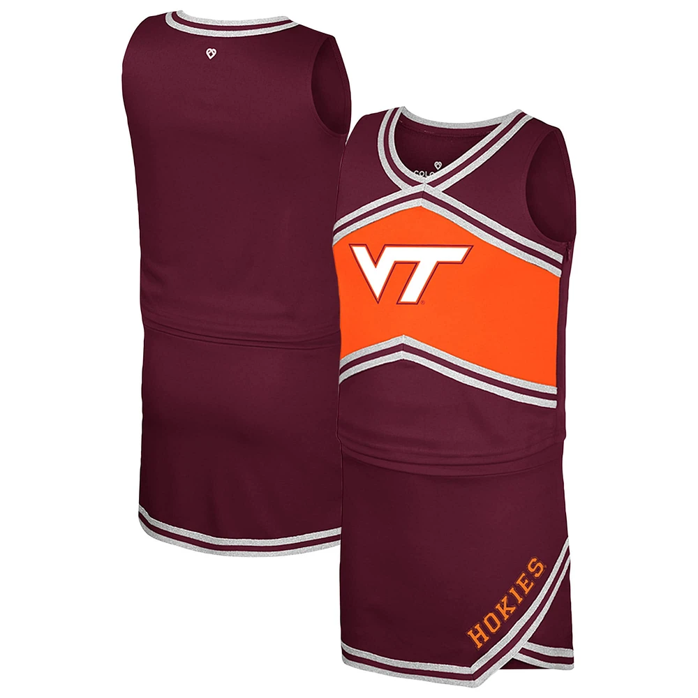 Girls Youth Colosseum Maroon Virginia Tech Hokies Cheerleader Top & Skirt Set