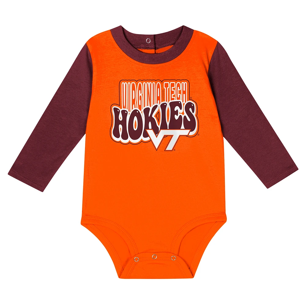 Ensemble body à manches longues et pantalon Double Up pour bébé Virginia Tech Hokies Maroon