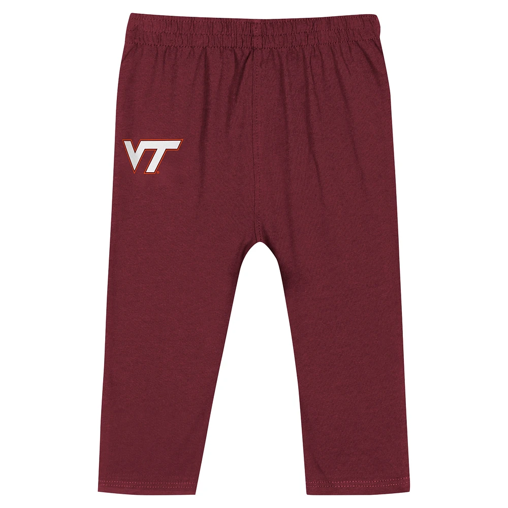 Ensemble body à manches longues et pantalon Double Up pour bébé Virginia Tech Hokies Maroon