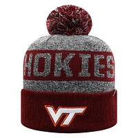Men's Top of the World  Garnet Virginia Tech Hokies Below Zero Cuffed Knit Hat with Pom