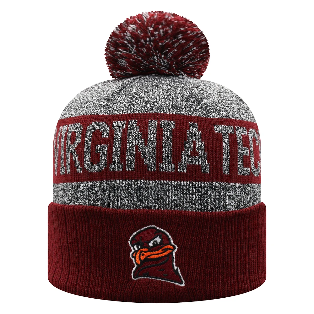 Men's Top of the World  Garnet Virginia Tech Hokies Below Zero Cuffed Knit Hat with Pom