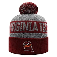 Men's Top of the World  Garnet Virginia Tech Hokies Below Zero Cuffed Knit Hat with Pom