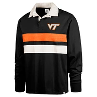 Men's '47 Black Virginia Tech Hokies Clubhouse Knox Thames Long Sleeve Rugby Polo