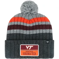 Bonnet en tricot à revers à rayures Stack 47 anthracite Virginia Tech Hokies avec pompon pour hommes