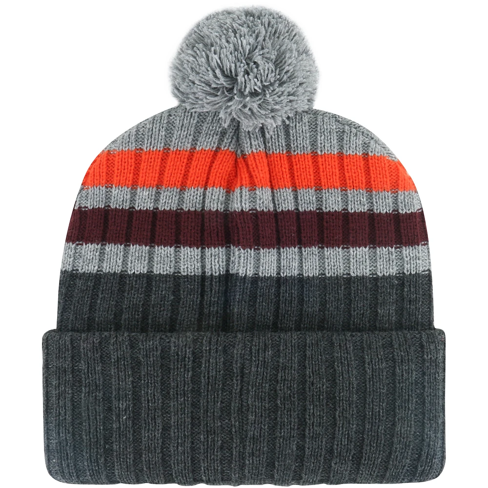 Bonnet en tricot à revers à rayures Stack 47 anthracite Virginia Tech Hokies avec pompon pour hommes