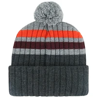 Men's '47 Charcoal Virginia Tech Hokies Stack Striped Cuffed Knit Hat with Pom