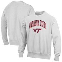 Men's Champion Gray Virginia Tech Hokies Arch Over Logo Reverse Weave Pullover Sweatshirt