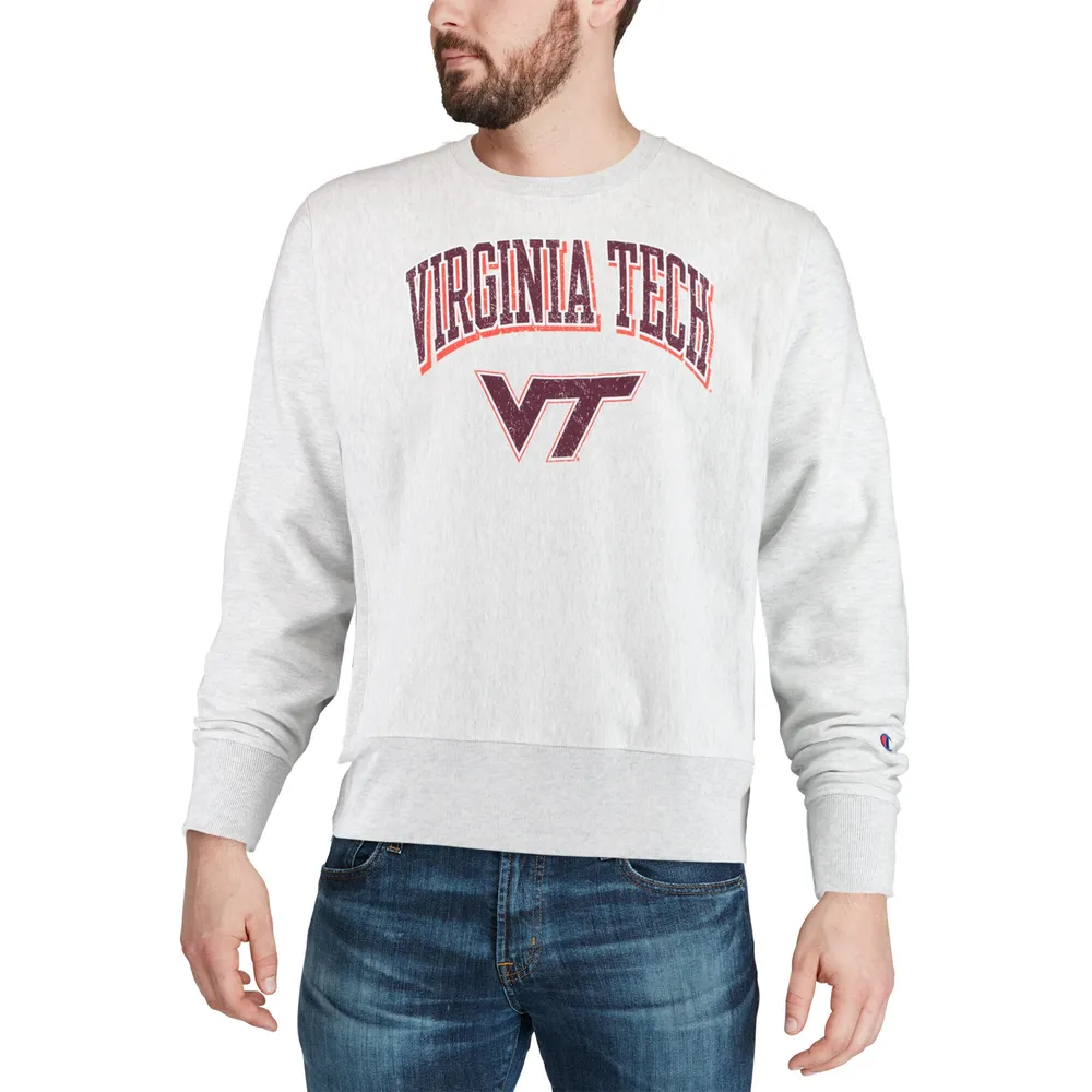 Sweat-shirt Champion Virginia Tech Hokies Arch Over Logo Reverse Weave pour homme, gris