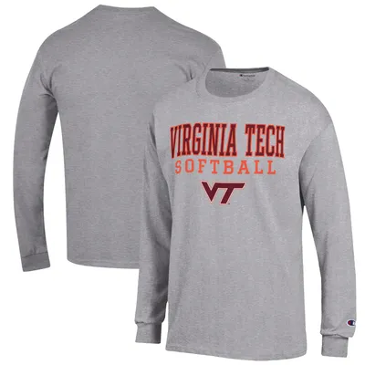 Virginia Tech Hokies Champion Softball Stack Long Sleeve T-Shirt