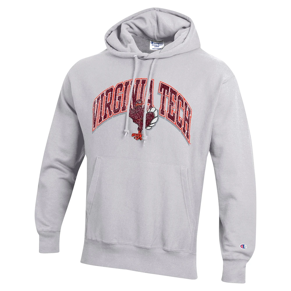 Men's Champion Gray Virginia Tech Hokies Vault Late Night Reverse Weave Pullover Hoodie