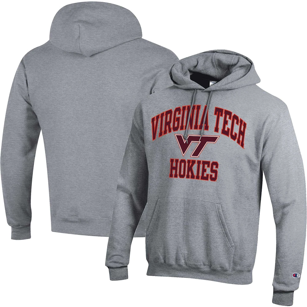 Sweat à capuche Champion Virginia Tech Hokies High Motor Heather Grey pour homme