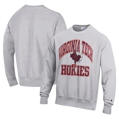 Sweat-shirt à enfiler Champion Heather Gray Virginia Tech Hokies Vault Late Night Reverse Weave pour homme