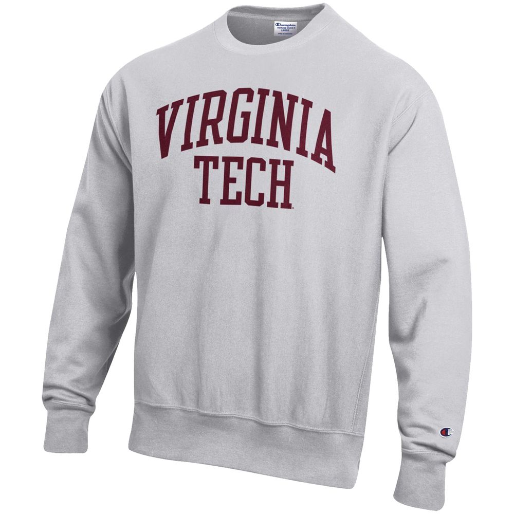 Men's Champion Heathered Gray Virginia Tech Hokies Arch Reverse Weave Pullover Sweatshirt