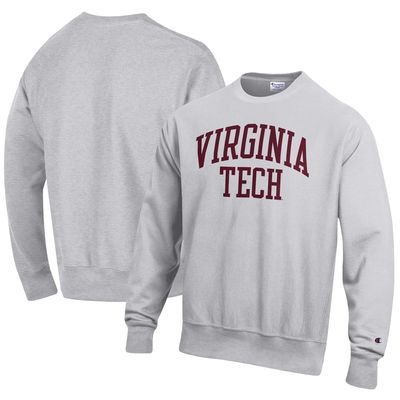 Men's Champion Heathered Gray Virginia Tech Hokies Arch Reverse Weave Pullover Sweatshirt