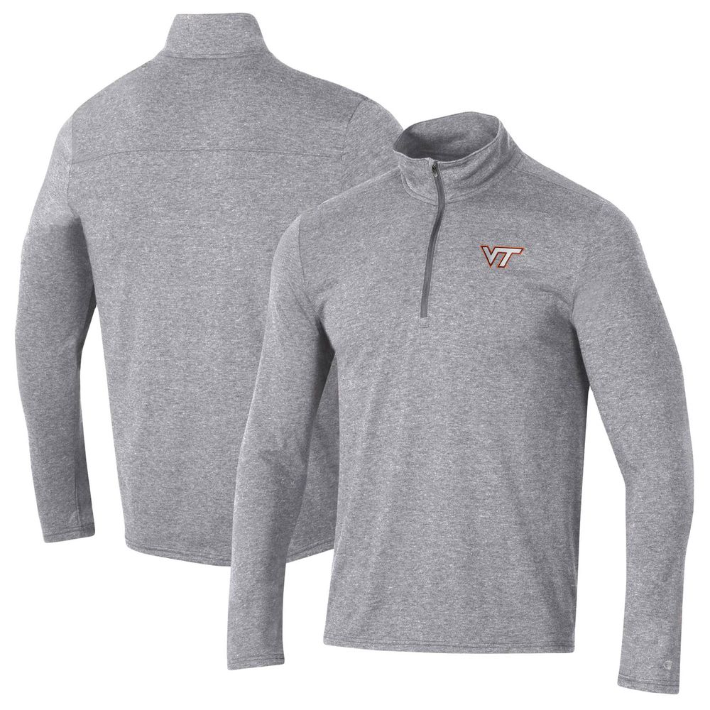 Men's Champion Heathered Gray Virginia Tech Hokies Field Day Team Quarter-Zip Jacket