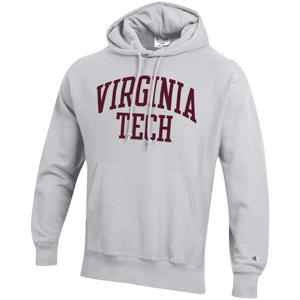 Men's Champion Heathered Gray Virginia Tech Hokies Team Arch Reverse Weave Pullover Hoodie