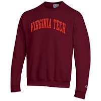 Men's Champion  Maroon Virginia Tech Hokies Basic Arch Fleece Pullover Sweatshirt