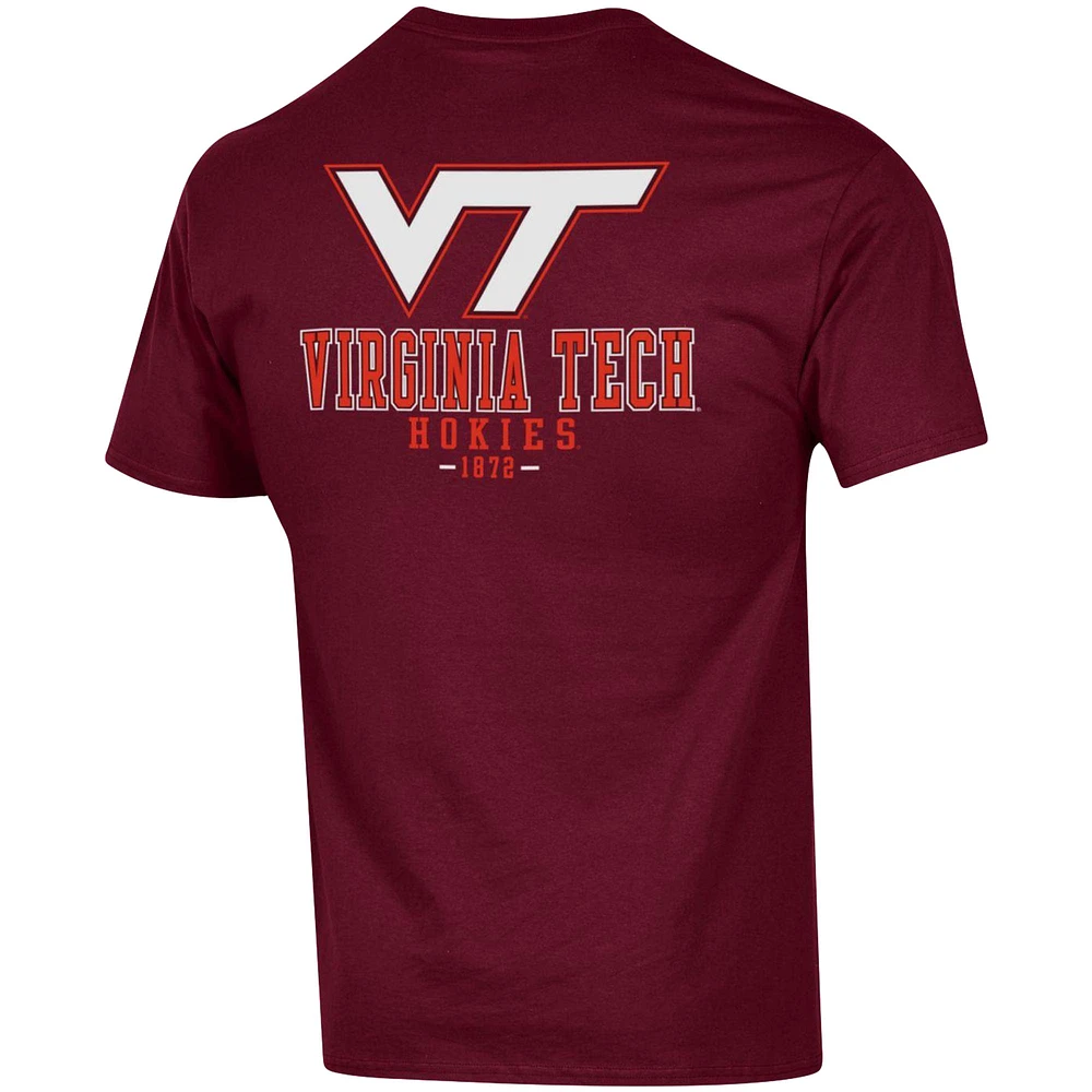 Men's Champion Maroon Virginia Tech Hokies Stack 2-Hit T-Shirt