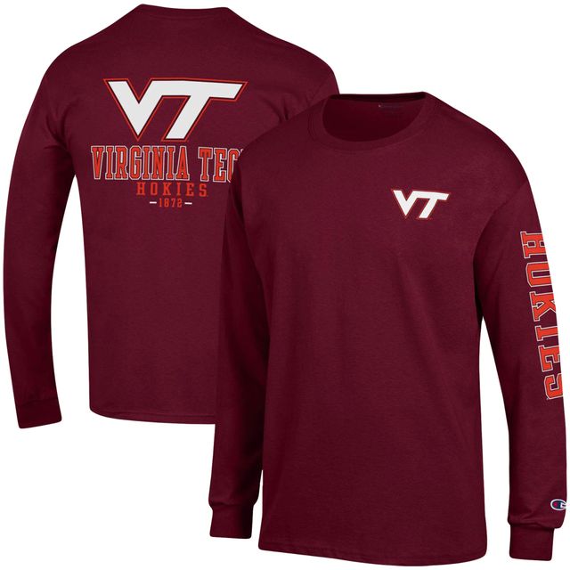 T-shirt à manches longues Champion Virginia Tech Hokies Team Stack pour homme