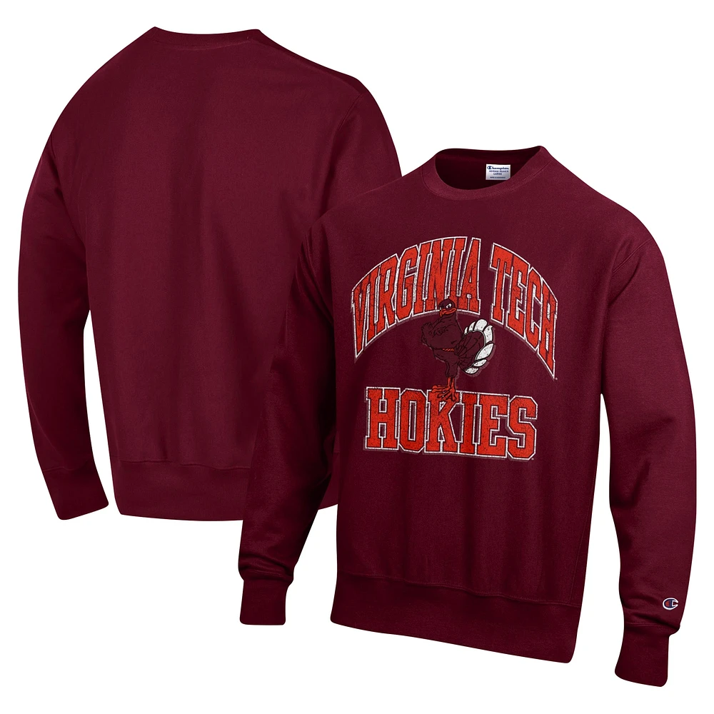 Men's Champion Maroon Virginia Tech Hokies Vault Late Night Reverse Weave Pullover Sweatshirt