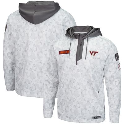 Men's Colosseum Arctic Camo Virginia Tech Hokies OHT Military Appreciation Quarter-Zip Hoodie