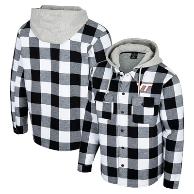 Veste à capuche entièrement zippée carreaux Buffalo de Virginia Tech Hokies pour homme Colosseum noir/blanc