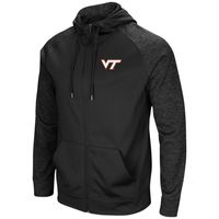 Men's Colosseum Black Virginia Tech Hokies Blackout 3.0 Tonal Raglan Full-Zip Hoodie