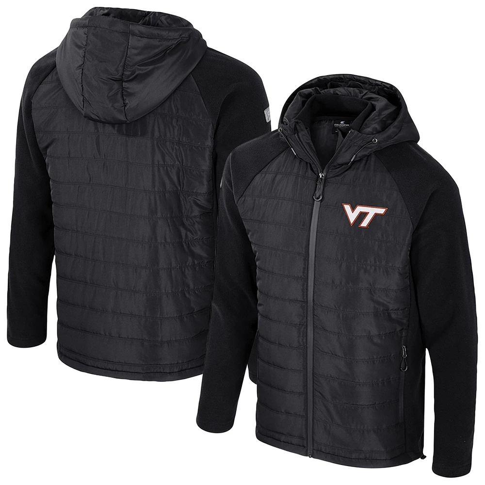 Veste à capuche entièrement zippée Colosseum Black Virginia Tech Hokies Block The Sun pour homme