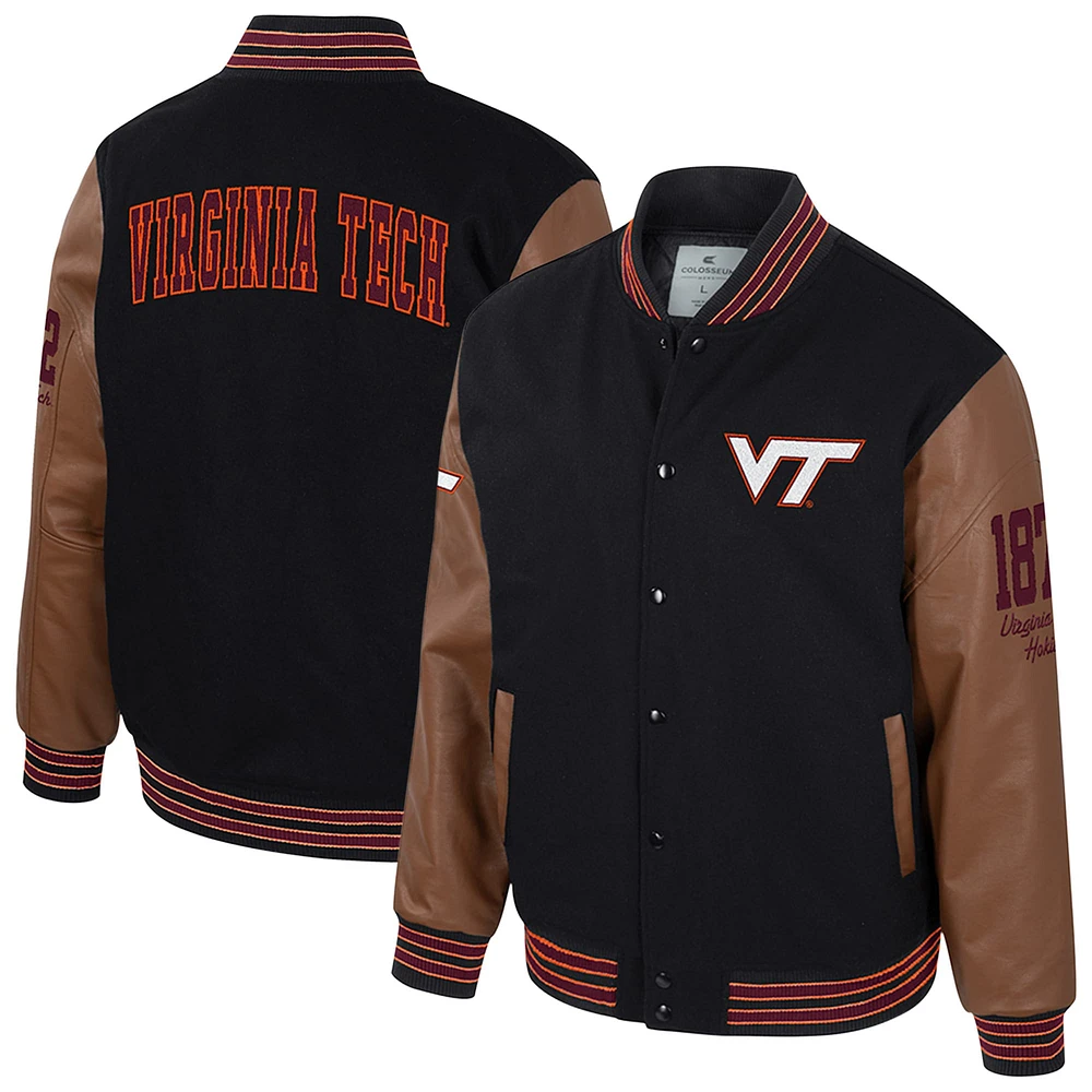 Veste universitaire noire à boutons-pression Colosseum Virginia Tech Hokies Letterman pour homme