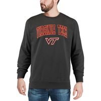 Men's Colosseum Charcoal Virginia Tech Hokies Arch & Logo Crew Neck Sweatshirt