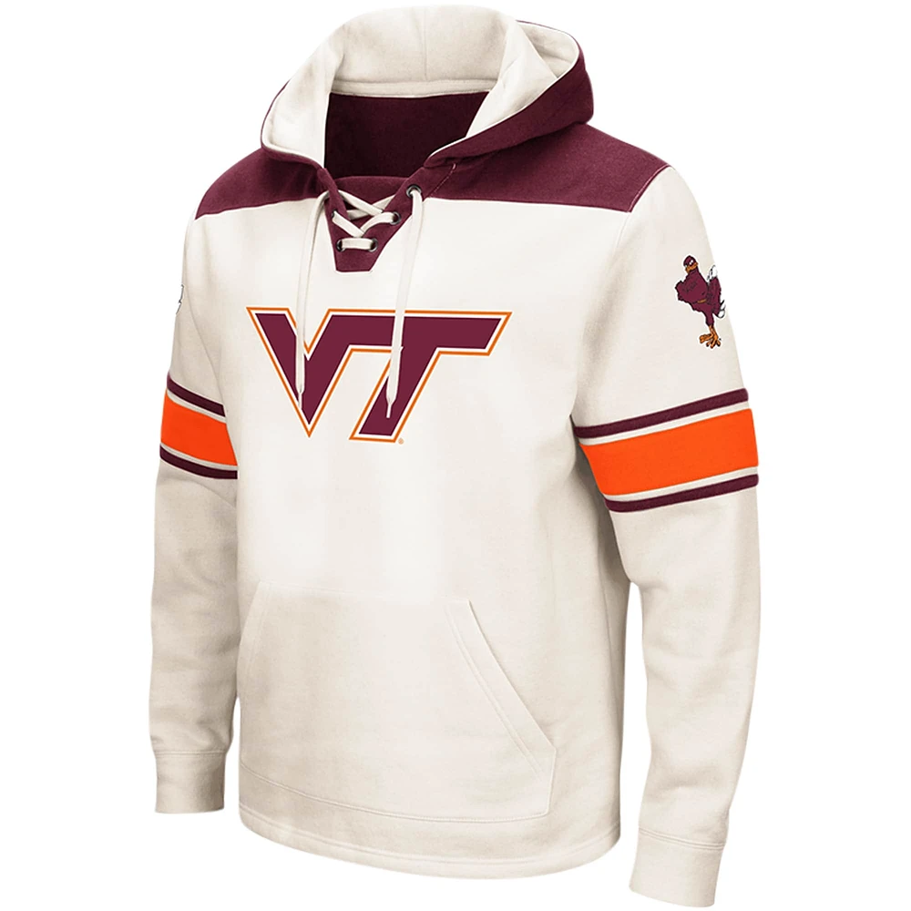 Men's Colosseum Cream Virginia Tech Hokies 2.0 Lace-Up Pullover Hoodie