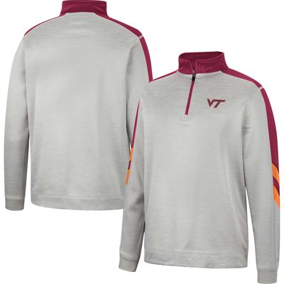 Men's Colosseum Gray/Maroon Virginia Tech Hokies Bushwood Fleece Quarter-Zip Jacket