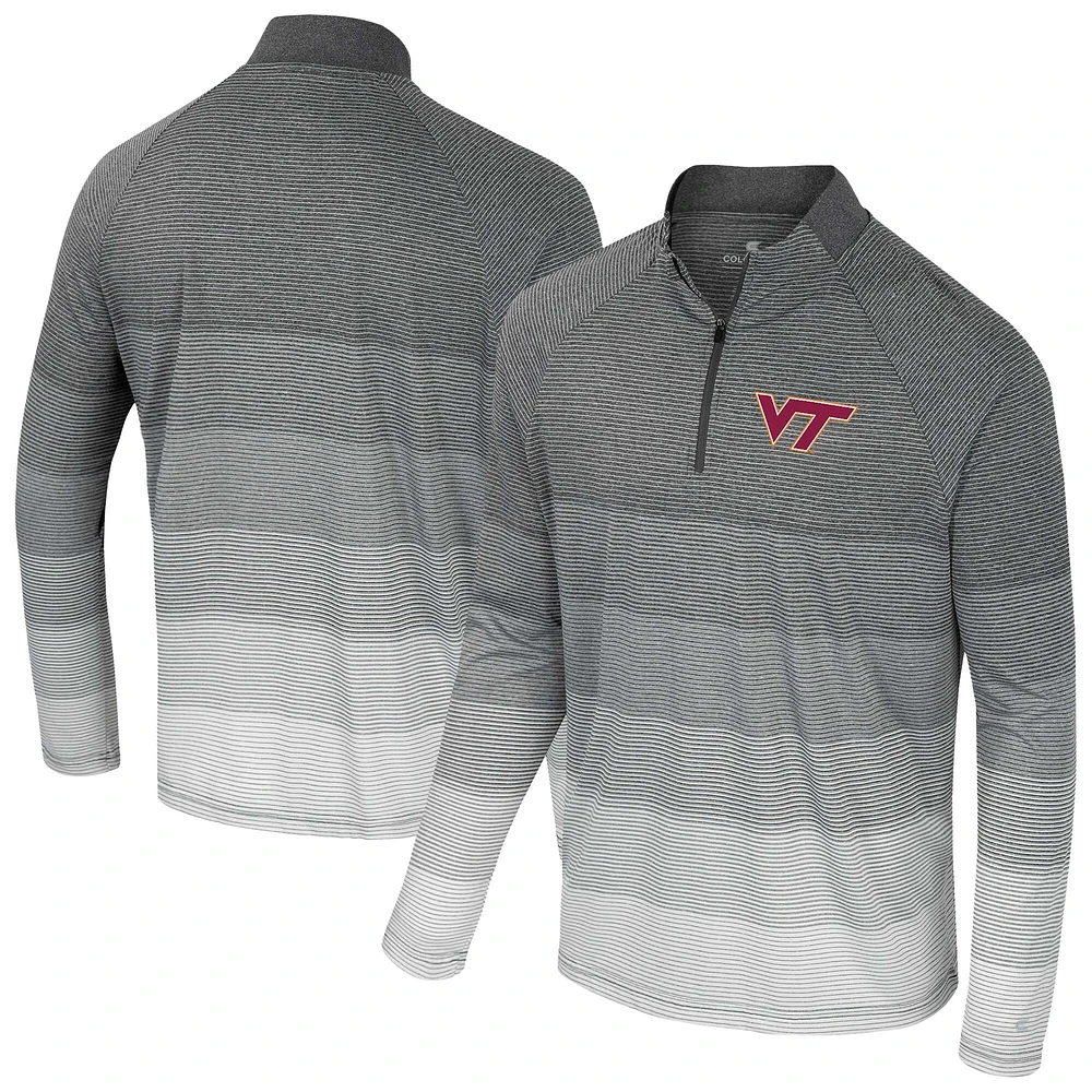 Coupe-vent à glissière quart de zip en maille rayée AI pour homme Colosseum Gray Virginia Tech Hokies