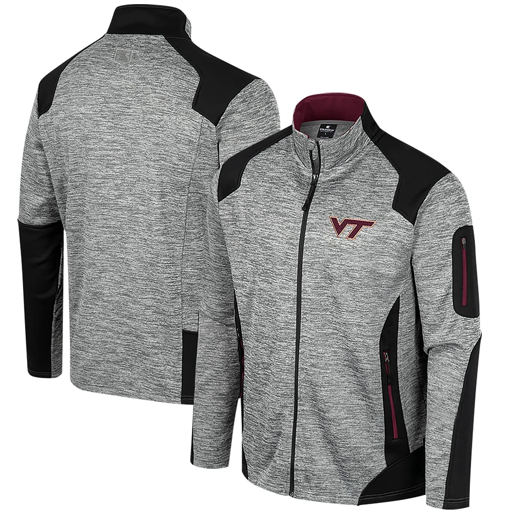 Veste à fermeture éclair entièrement zippée Colosseum Grey Virginia Tech Hokies Silberman pour hommes