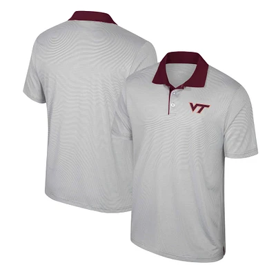 Men's Colosseum Gray Virginia Tech Hokies Tuck Striped Polo