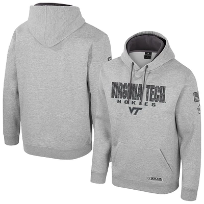 Sweat à capuche imprimé militaire Oorah OHT des Virginia Tech Hokies pour homme Colosseum Heather Grey