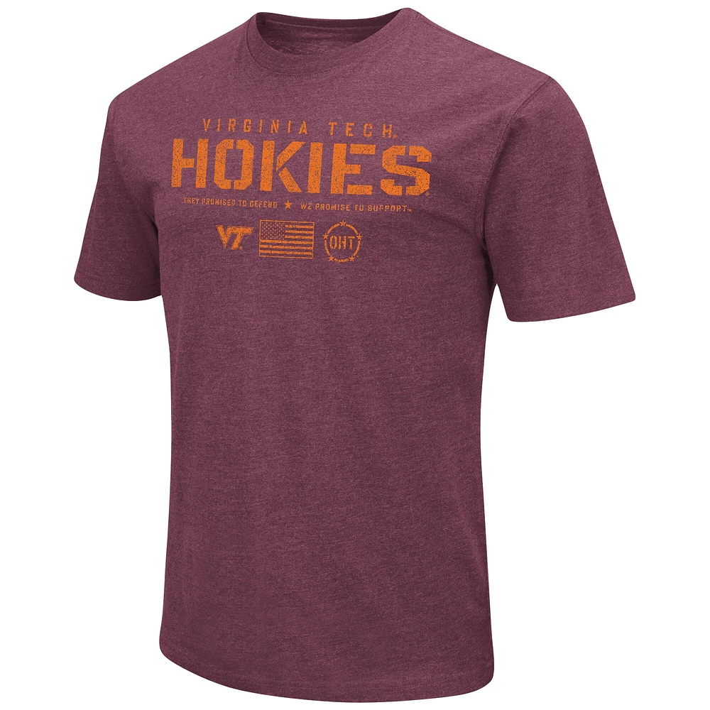 Men's Colosseum Heather Maroon Virginia Tech Hokies OHT Military Appreciation Flag 2.0 T-Shirt