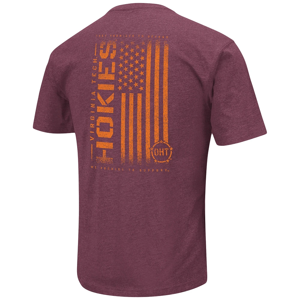 Men's Colosseum Heather Maroon Virginia Tech Hokies OHT Military Appreciation Flag 2.0 T-Shirt